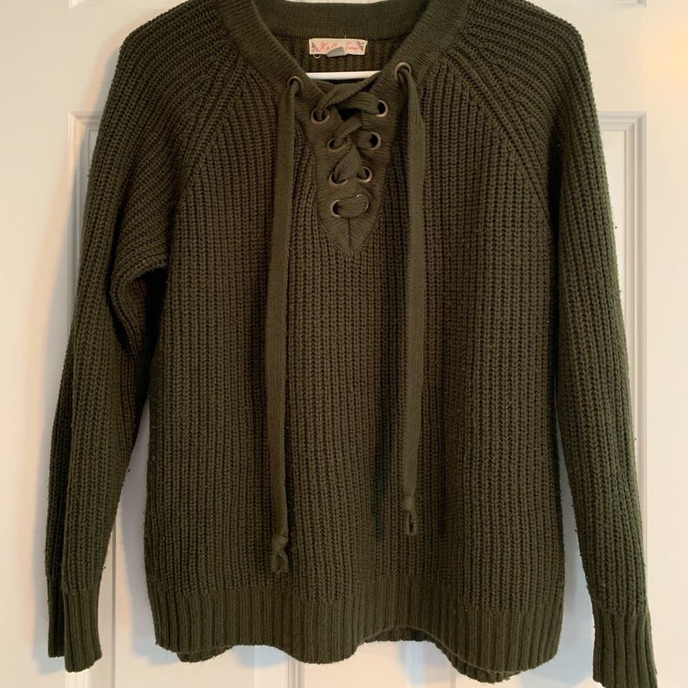 Women’s Green Cross String Sweater